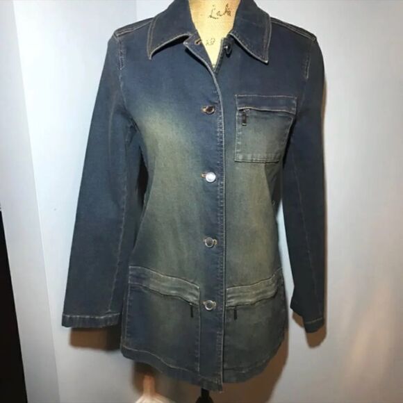Ellen Tracy Blue Jean Jacket Size 4 - Picture 2 of 7